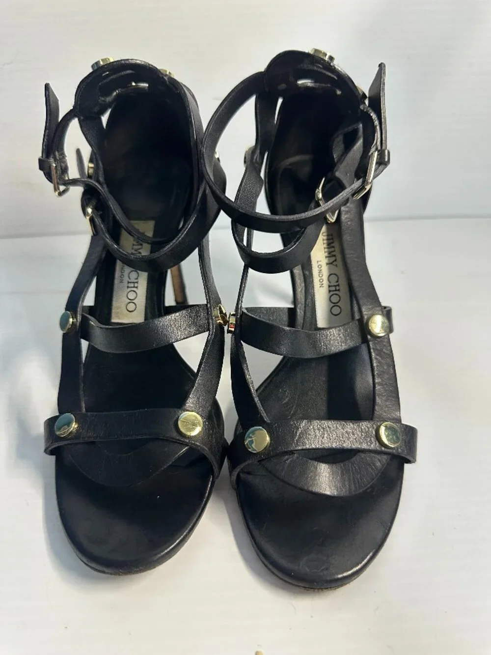 Jimmy Choo Strappy and Studded Heels - Picture 1 of 5